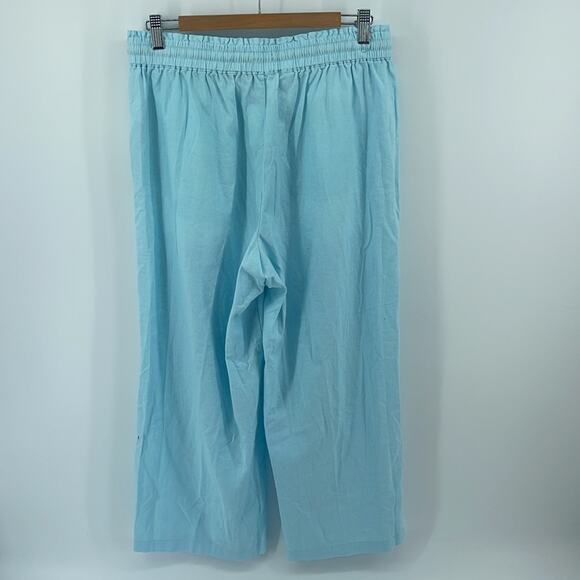 NWT J. Crew Factory linen cotton blend smocked waist pull on wide leg pants sz M - Picture 7 of 7